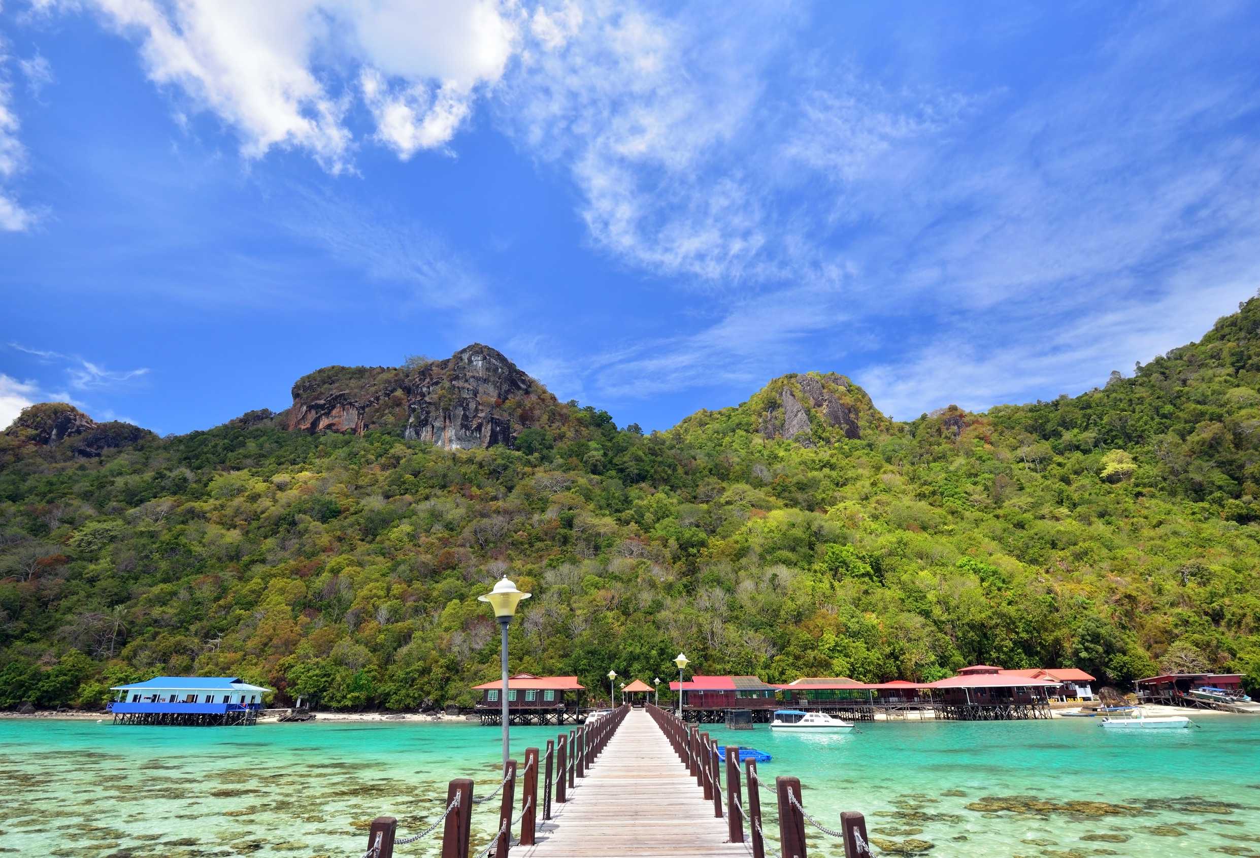 Jetty At Bohey Dulang Island In Sabah Borneo Malaysia