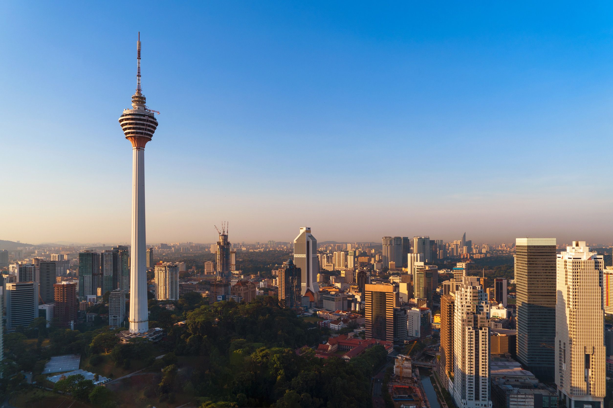 Menara Kuala Lumpur Tower With Sunset Sky Aerial View Of Kuala Lumpur